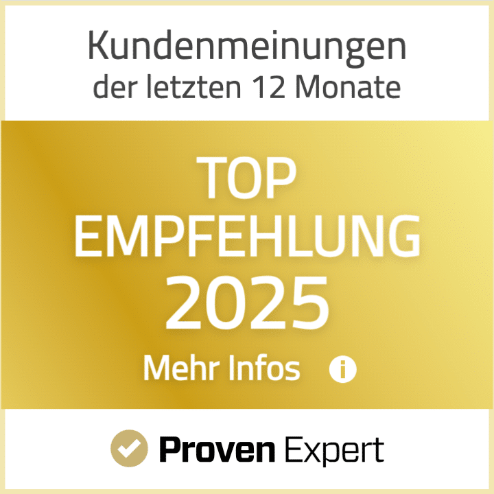 Proven Expert Top Empfehlung 2025 - Vorderseite