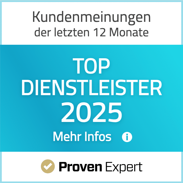 Proven Expert Topservice 2025 - Vorderseite
